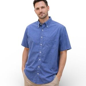 Van Heusen Men’s Blue Short Sleeve Button Down Shirt 17.5 Classic Casual